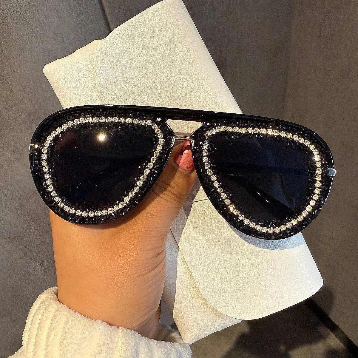 Trendy Rhinestone Pilot Sunglasses for Women
