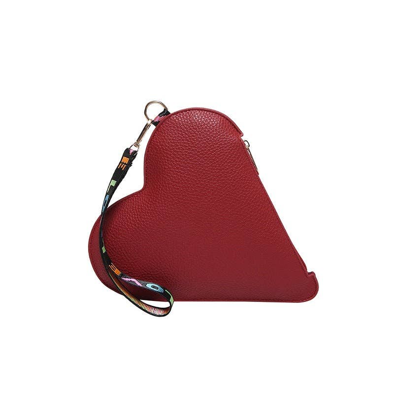 Mini Heart-Shaped PU Clutch Bag Stylish Daily Handbag