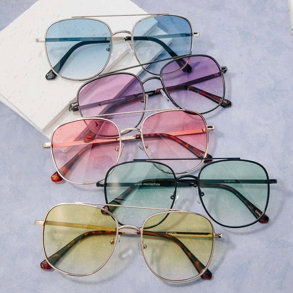 Double Bridge Metal Frame Sunglasses