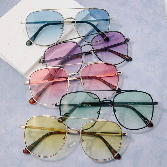 Double Bridge Metal Frame Sunglasses