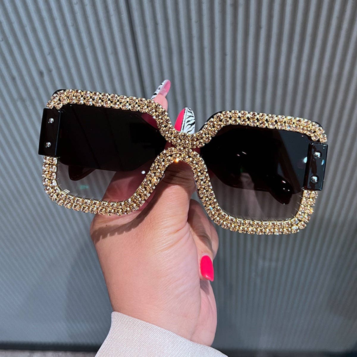 Fashionable Square Sunglasses for Women with Diamante Accent