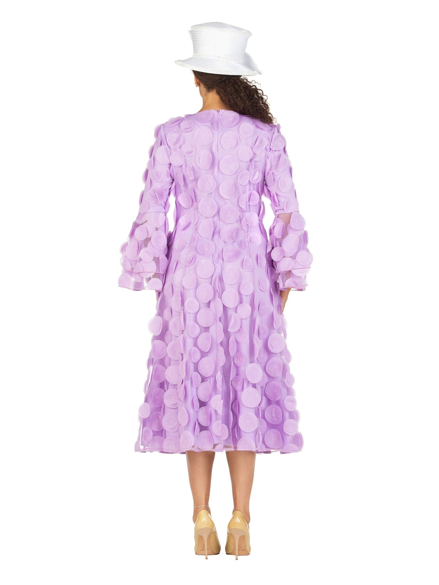 Whire Bell Slv A-line Drs w/ Circular Petals Decor-Plus