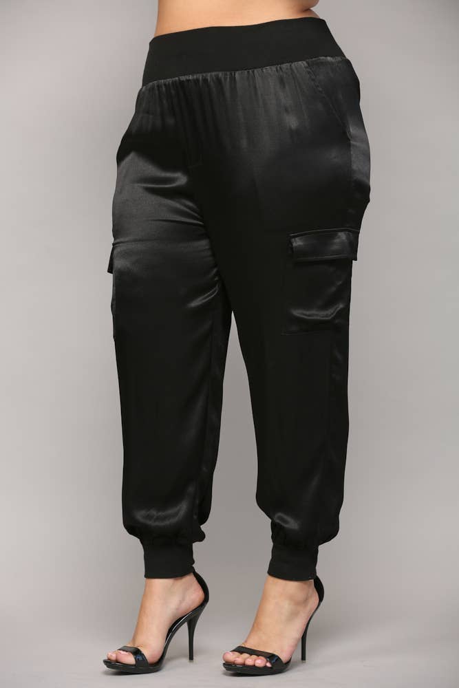 SATIN CARGO JOGGER PANTS FP3176P