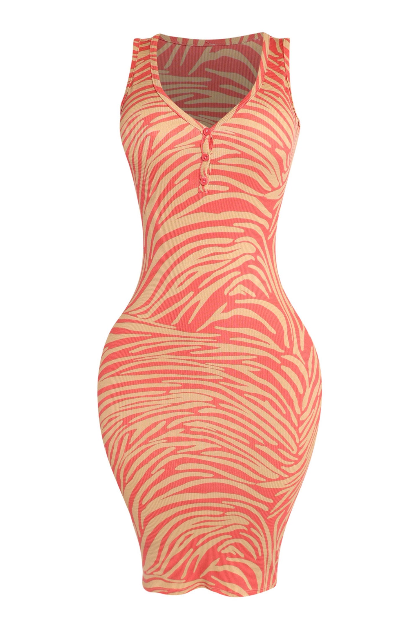 Button designed sleeveless midi dress