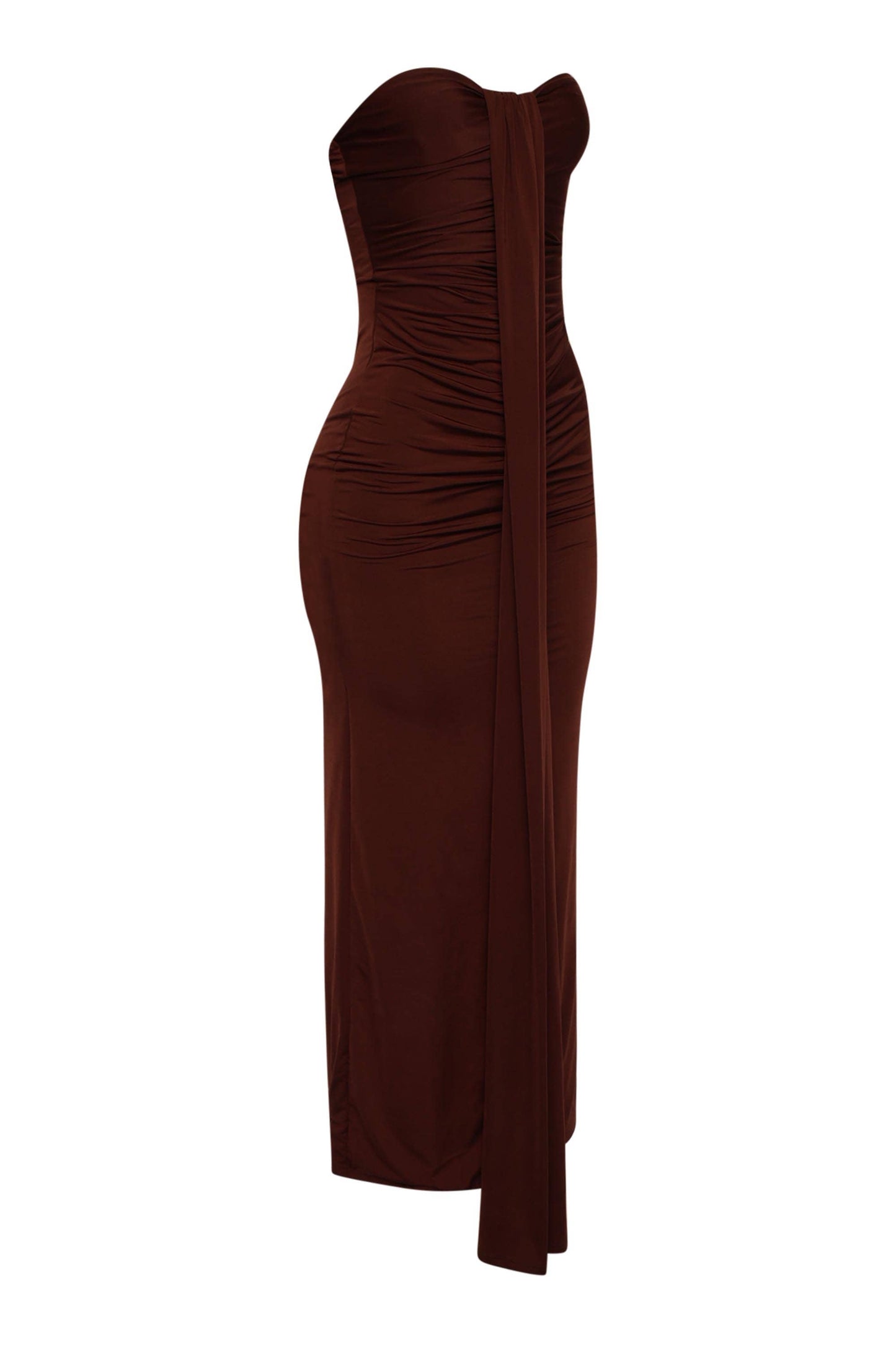 Olive Drape down detailed tube maxi dress