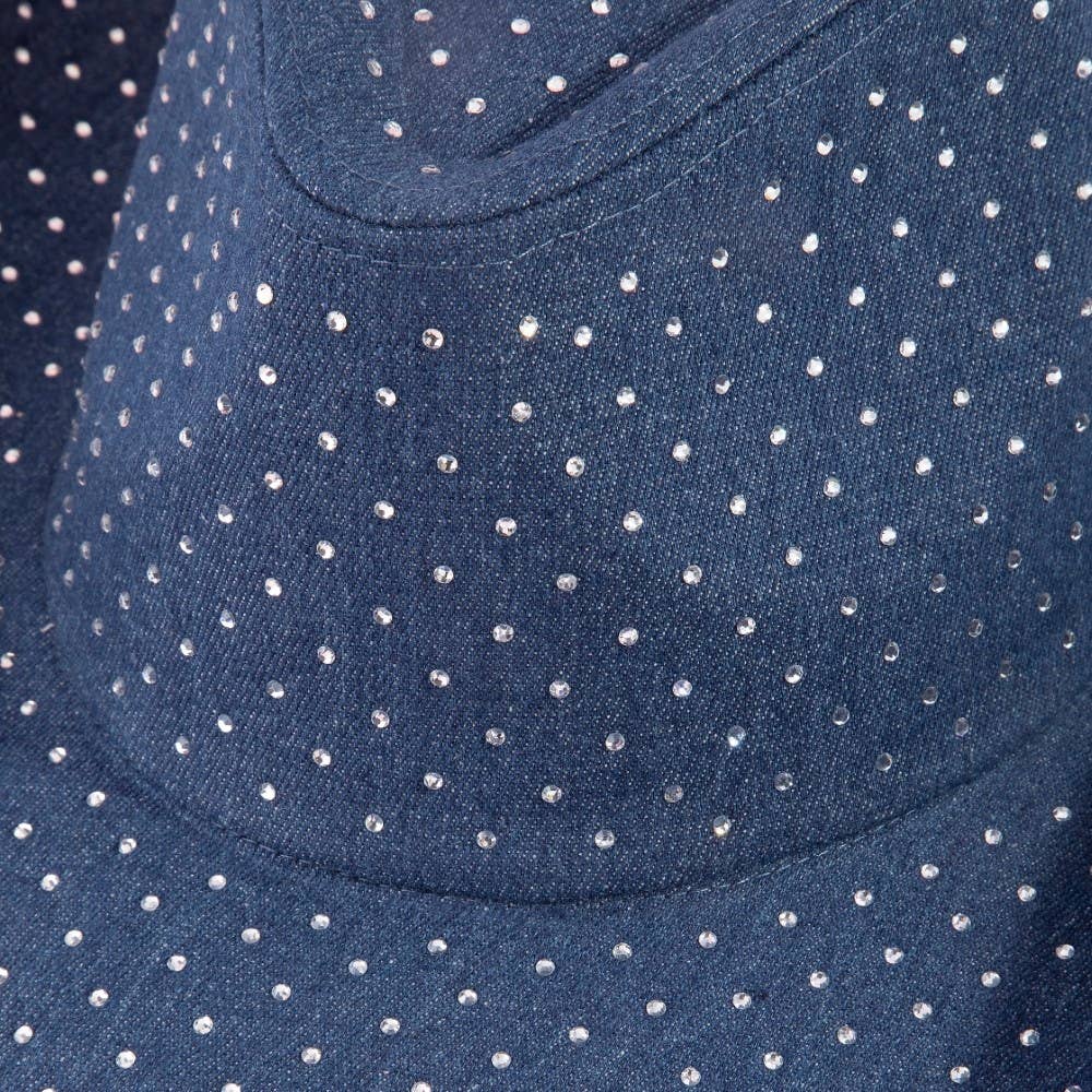 Rhinestone Studded Denim Cowboy Hat