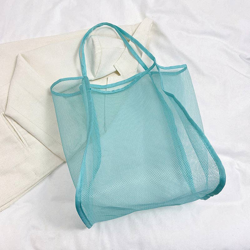 Trendy Transparent Mesh Tote Bag - Fashionable Lightweight Shoulder Bag