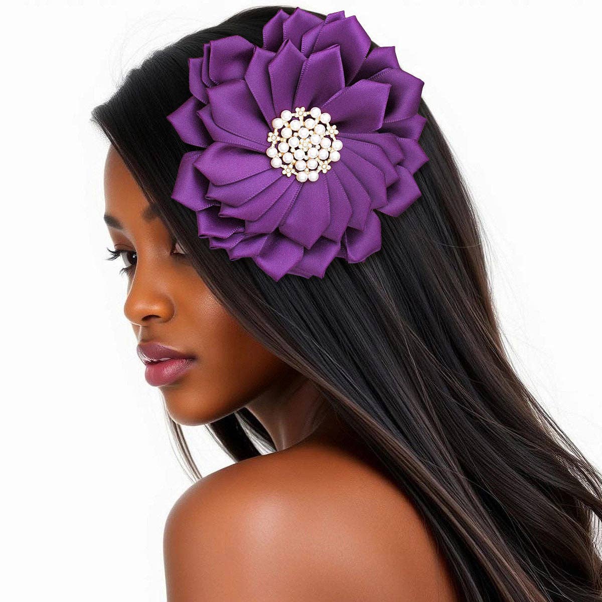 Purple Violet Flower Pearl Brooch