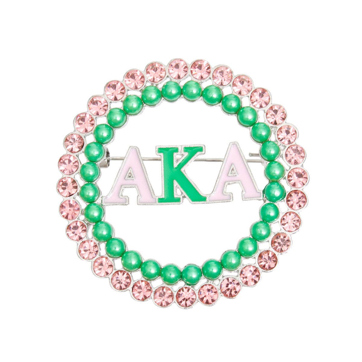 Brooch Pink Green AKA Round Pin for Women