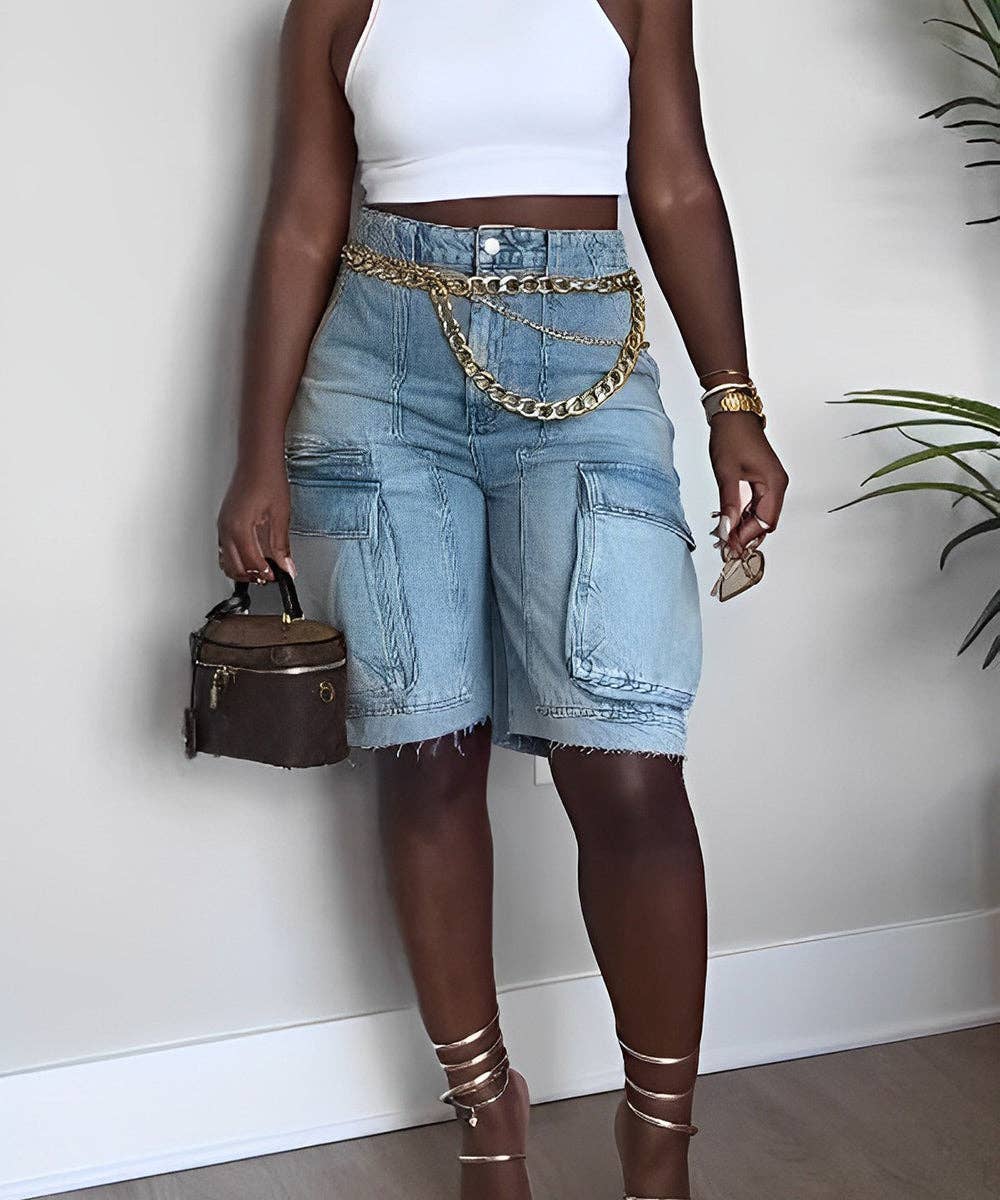 Cargo Pocket Denim Pants