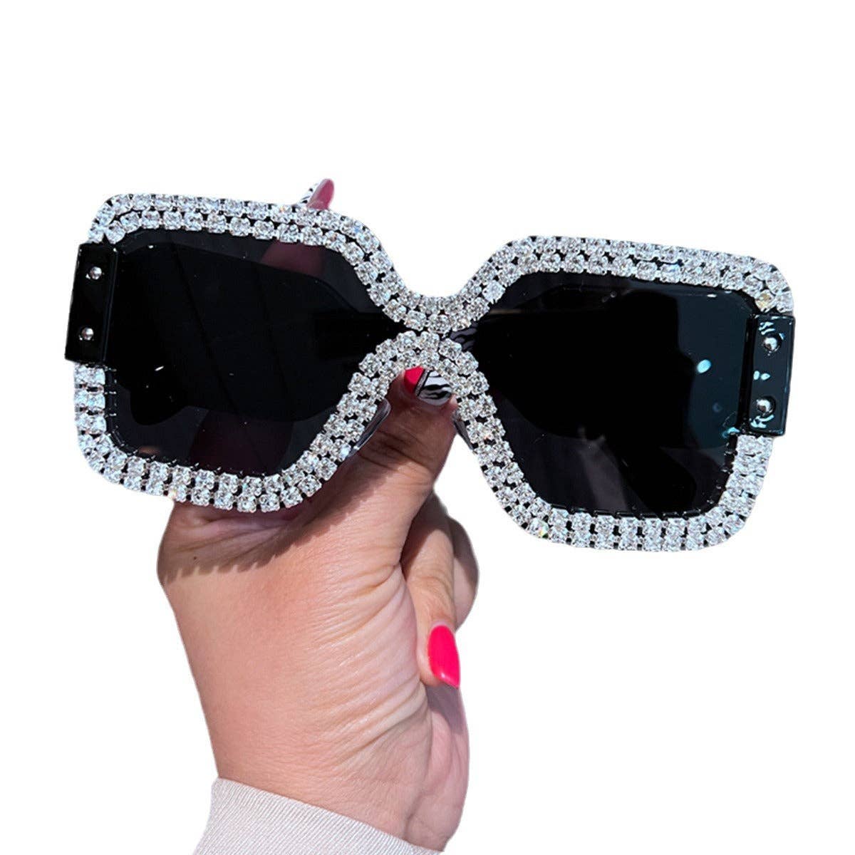 Fashionable Square Sunglasses for Women with Diamante Accent