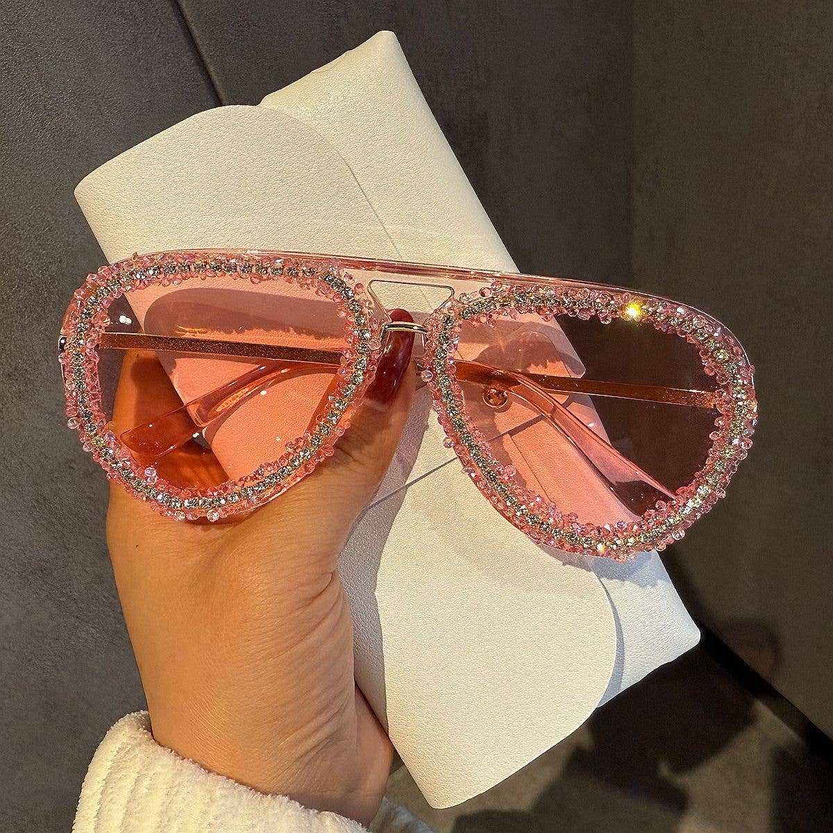 Trendy Rhinestone Pilot Sunglasses for Women
