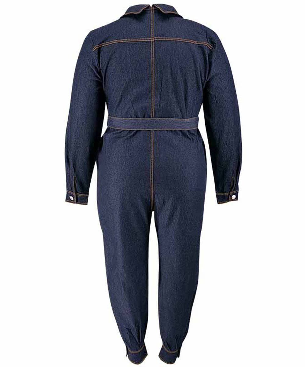 V-Neck Relaxed Denim Jumpsuit