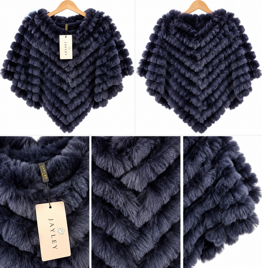 Blue Faux fur poncho one size fit most
