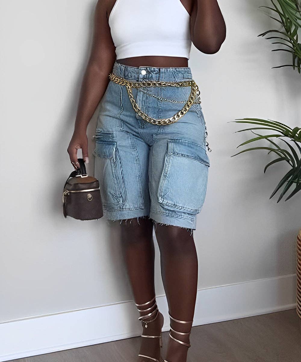Cargo Pocket Denim Pants
