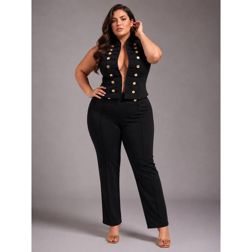 "Mikki "PLUS SIZE BUTTTON DETAIL VEST