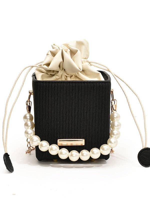 Trendy Mini Square Bag with Pearl Chain - Stylish Handheld Crossbody Bag