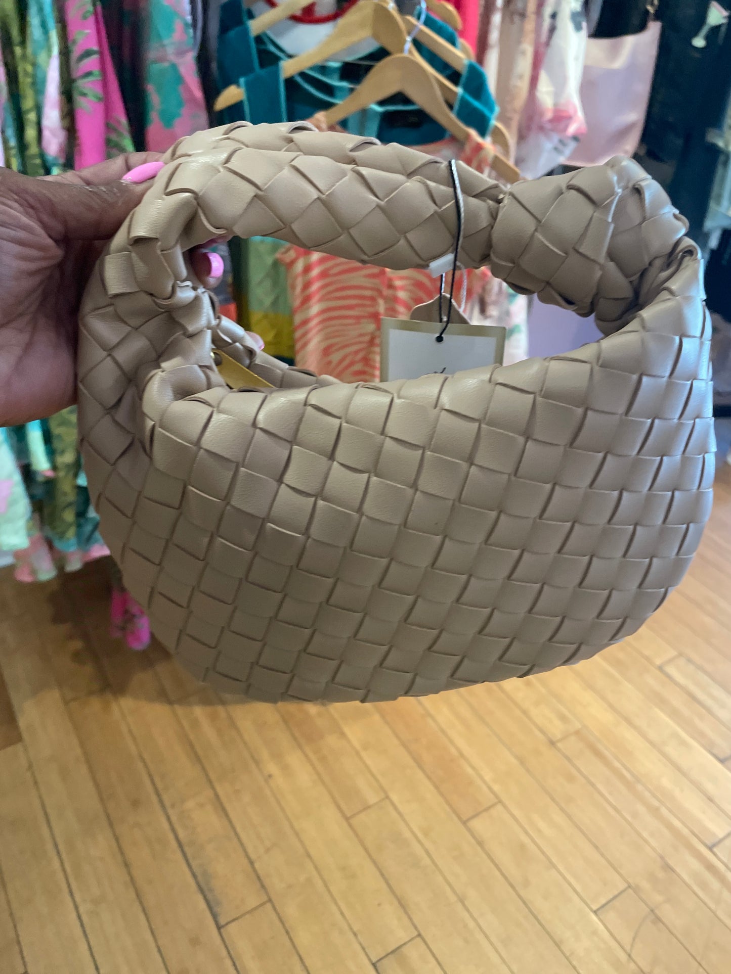Almond Woven Knotted Handbag Summer