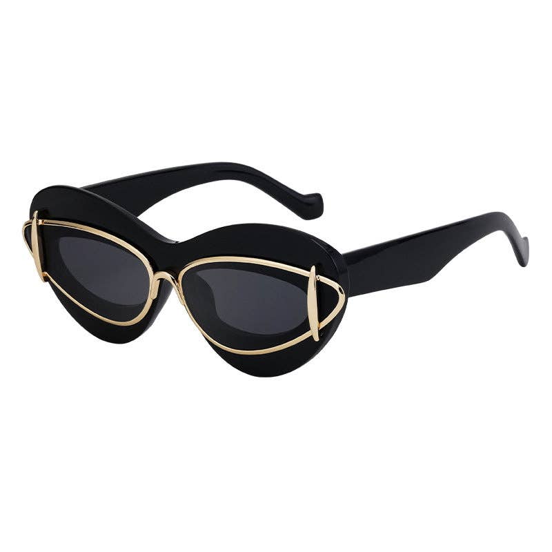Trendy Oval Frame Cat-Eye Sunglasses for Women