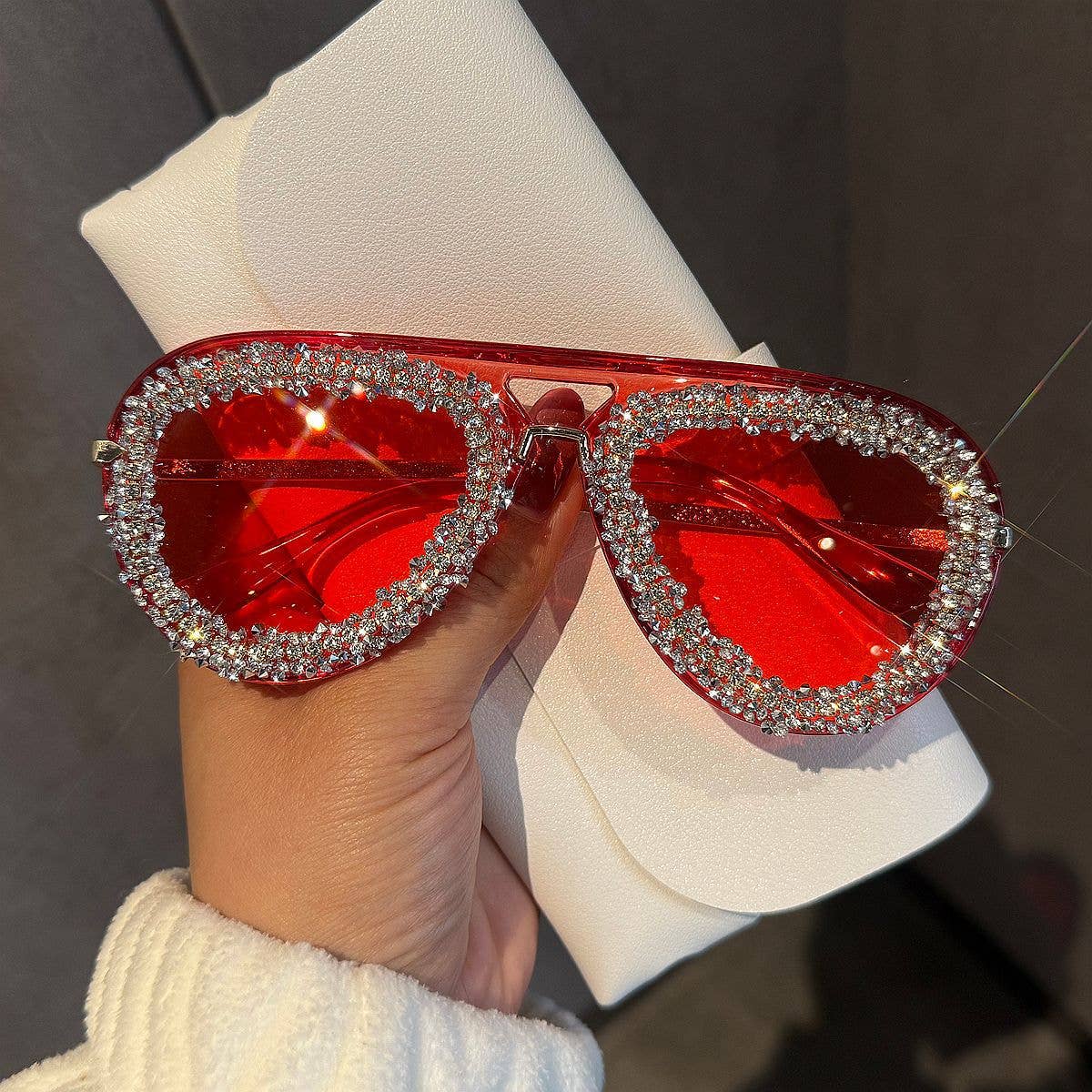 Trendy Rhinestone Pilot Sunglasses for Women