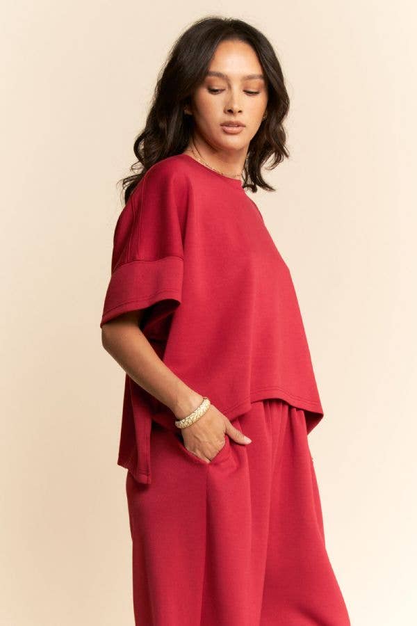 Black SOLID FLOWY TOP WITH ELASTIC WAIST BAND PANTS SET