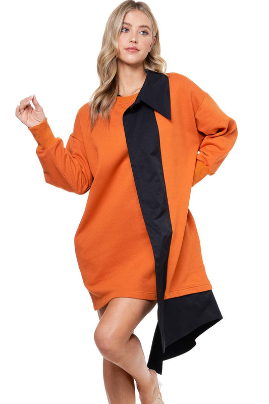 Orange  TOV Midi Shirt Dress