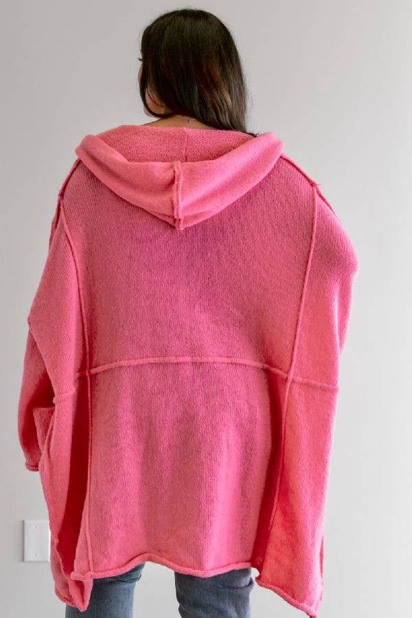 SALE PLUS POCKET DETAILED LONGLINE  OVERSIZED CARDIGAN