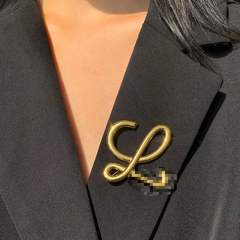 Vintage Letter Brooches Elegant Alloy Jewelry for Women