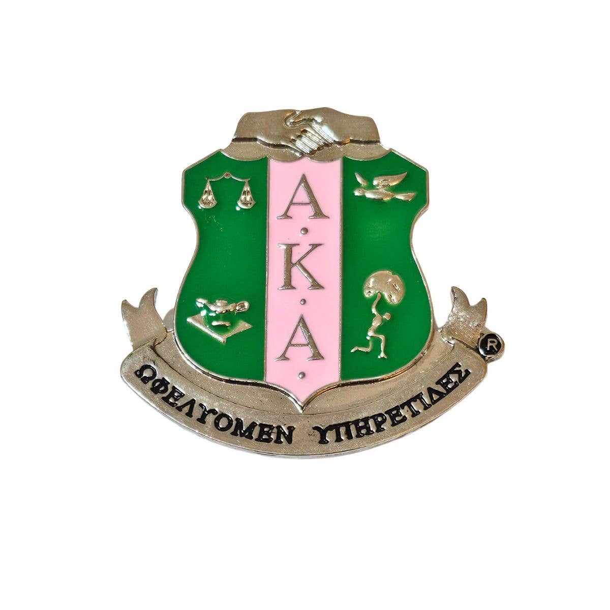 Pink Green Sorority Shield Brooch