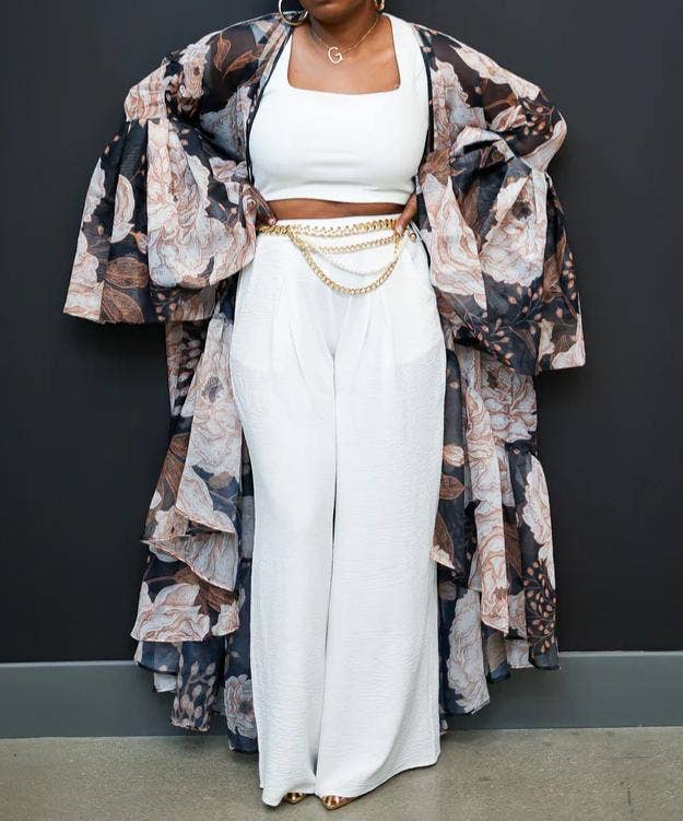 Floral print kimono tropical beach cardigan