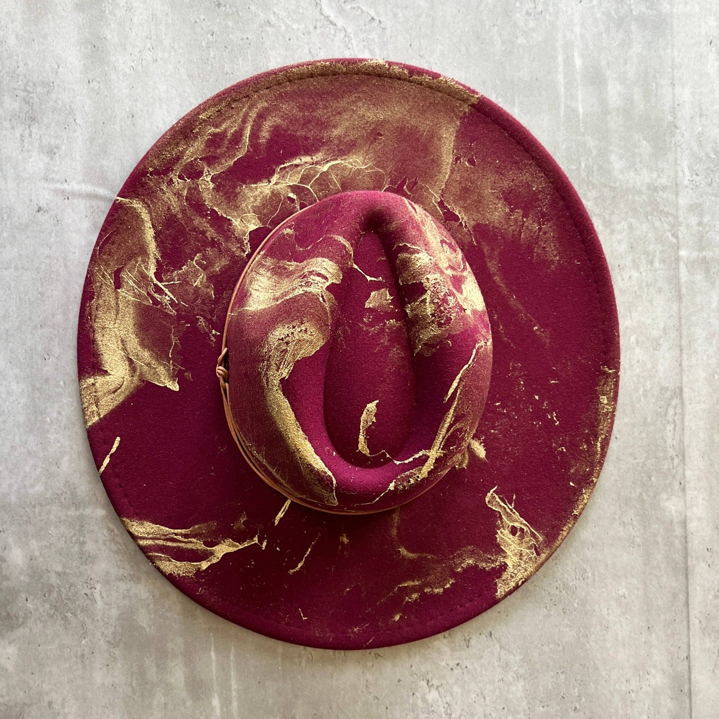 Gold Marbled Wide Brim Suede Rancher Hat