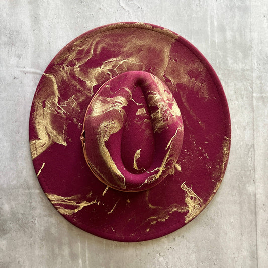 Gold Marbled Wide Brim Suede Rancher Hat