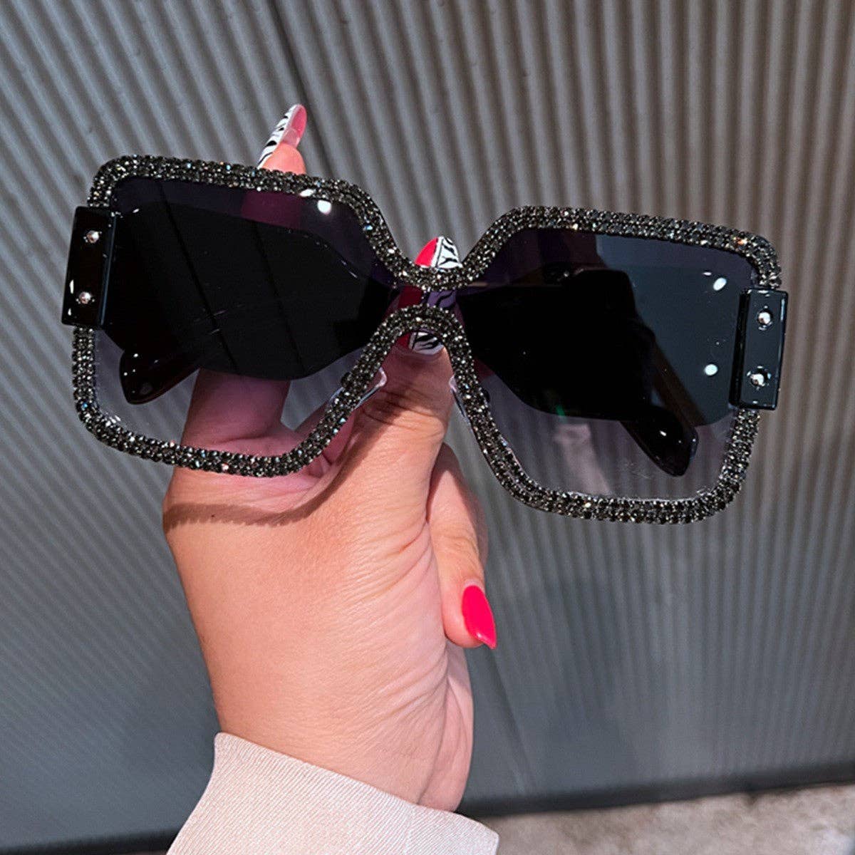 Fashionable Square Sunglasses for Women with Diamante Accent