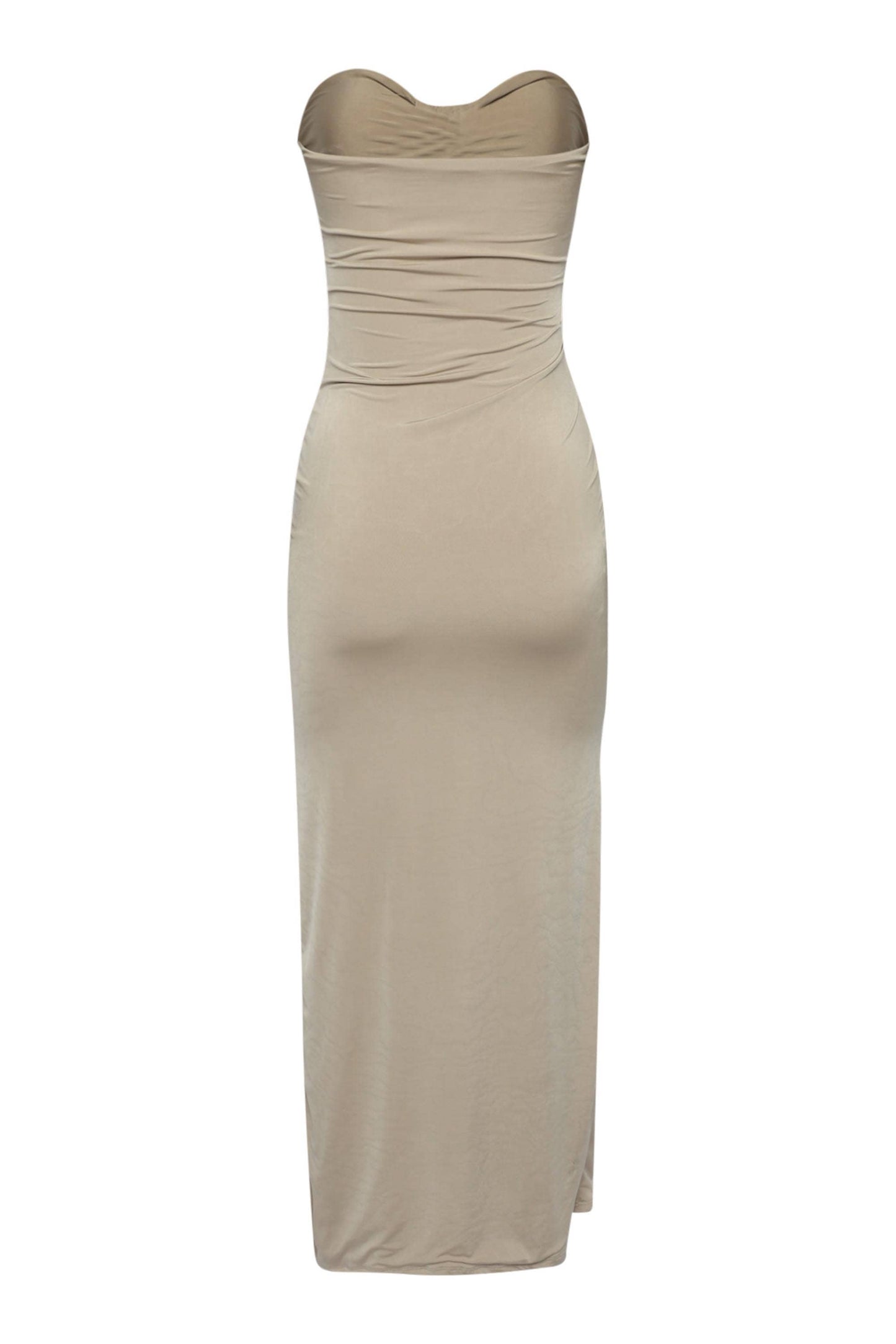 Olive Drape down detailed tube maxi dress