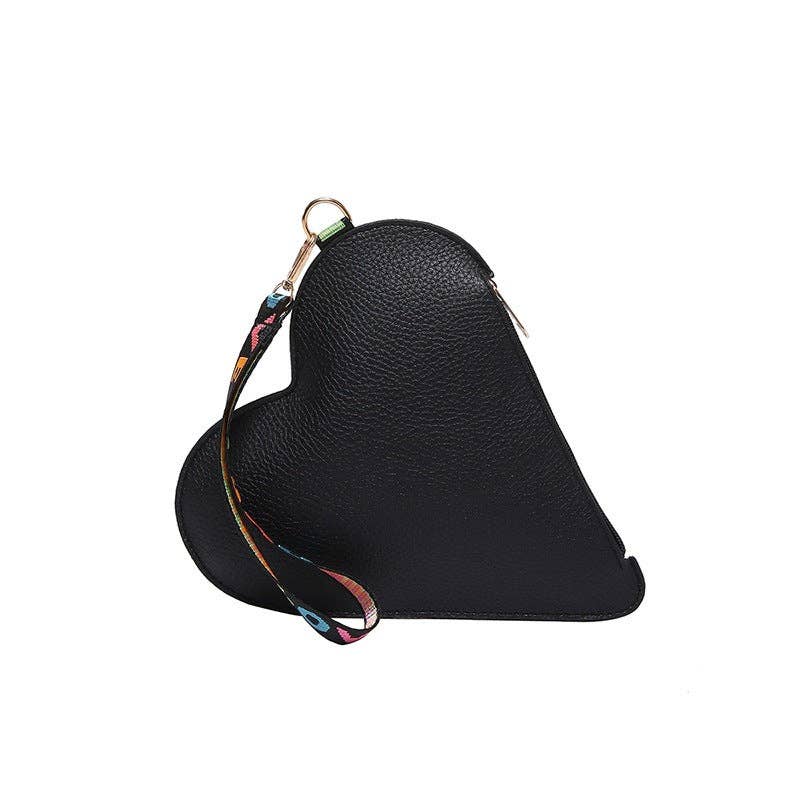 Mini Heart-Shaped PU Clutch Bag Stylish Daily Handbag