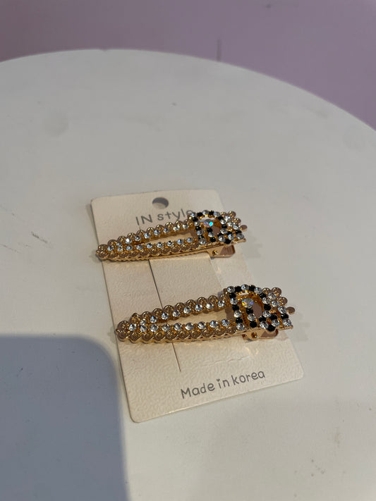 Bedazzled Gold Hair Clips