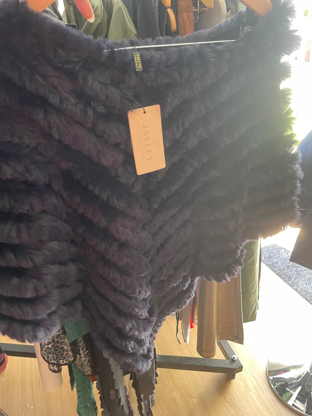 Blue Faux fur poncho one size fit most
