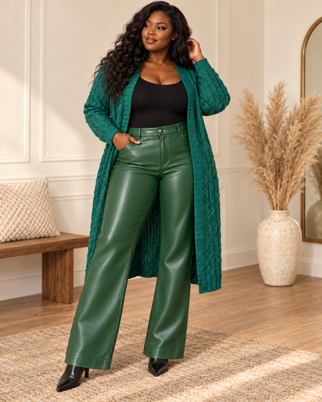 N by Nancy Faux leather flare pants