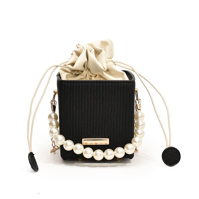 Trendy Mini Square Bag with Pearl Chain - Stylish Handheld Crossbody Bag