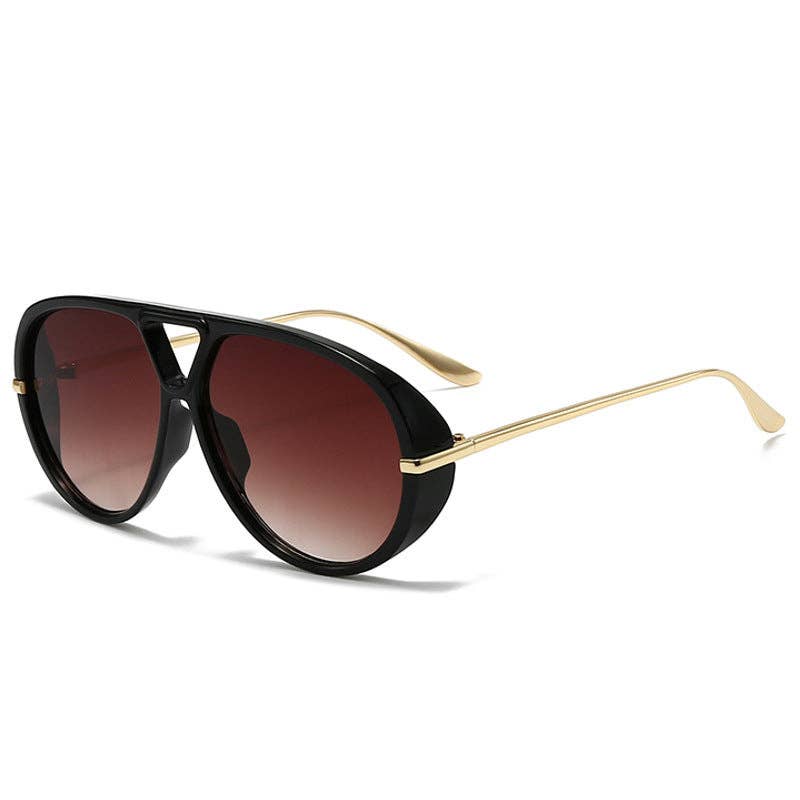 Fashionable Large Frame Pilot Sunglasses UV400 Protection