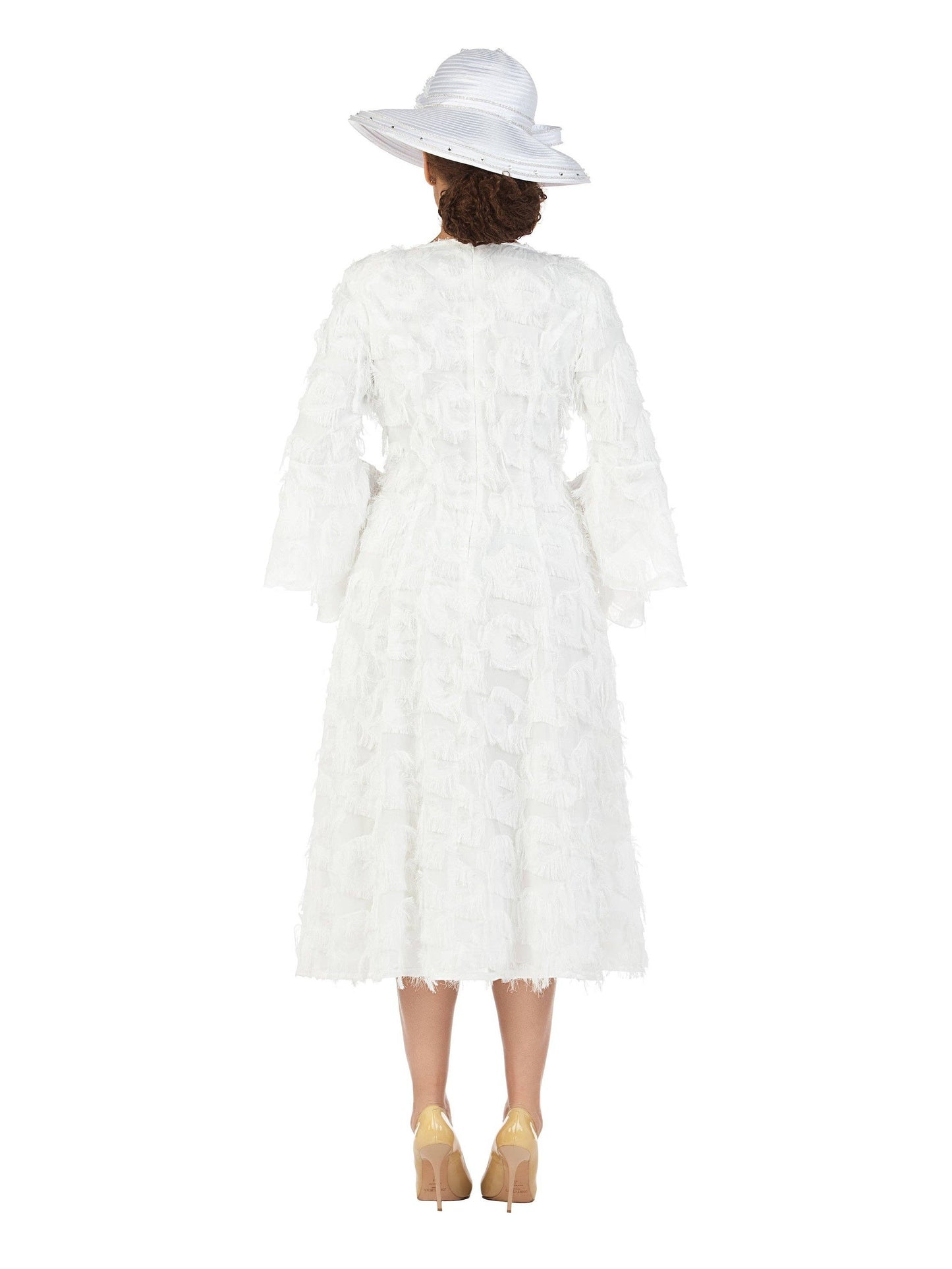 White Bell LS Fit & Flare Tassel Decor Drs-Plus