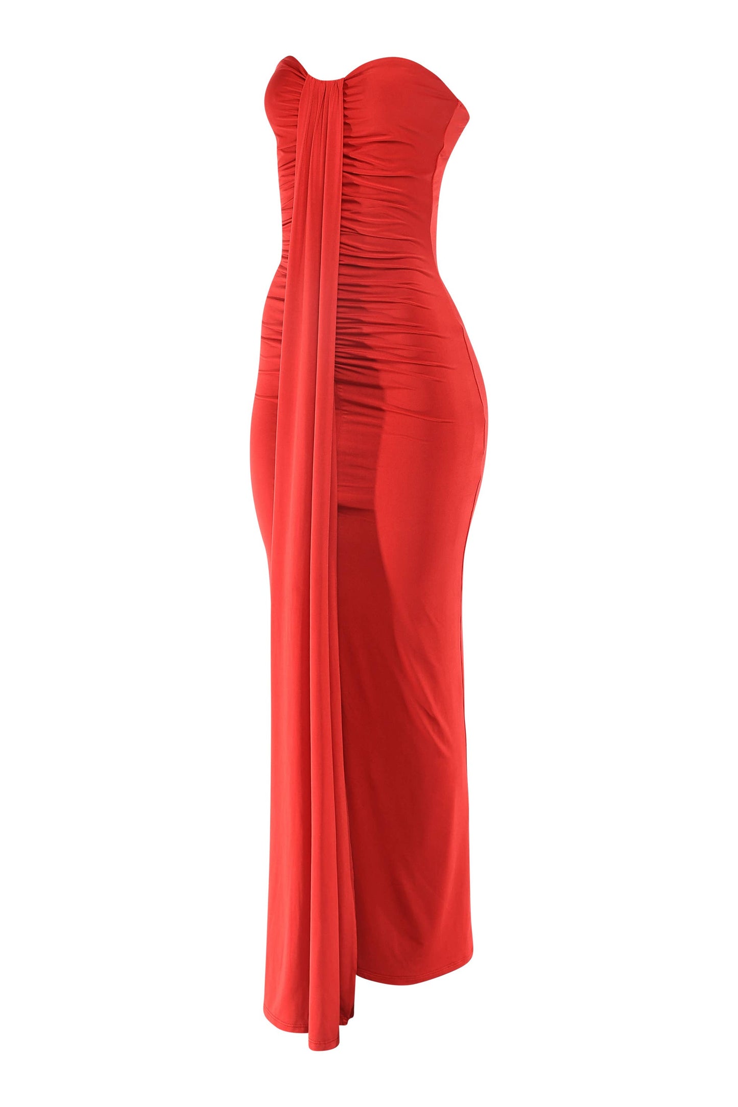 Olive Drape down detailed tube maxi dress