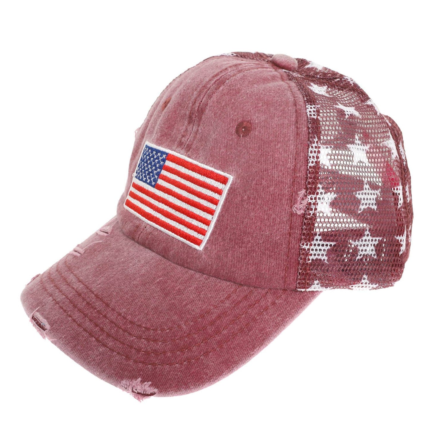 USA Flag Embroidered Relaxed Denim Trucker Hat