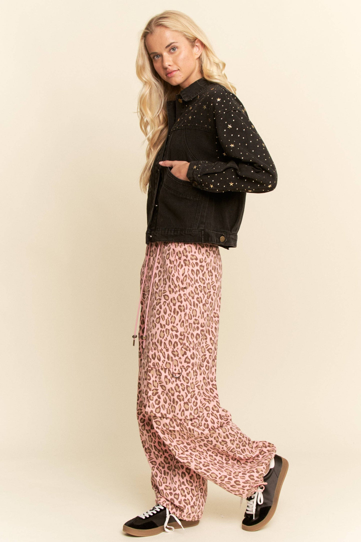 Animal WASHED LEOPARD DEIM ELASTIC JEAN PANTS