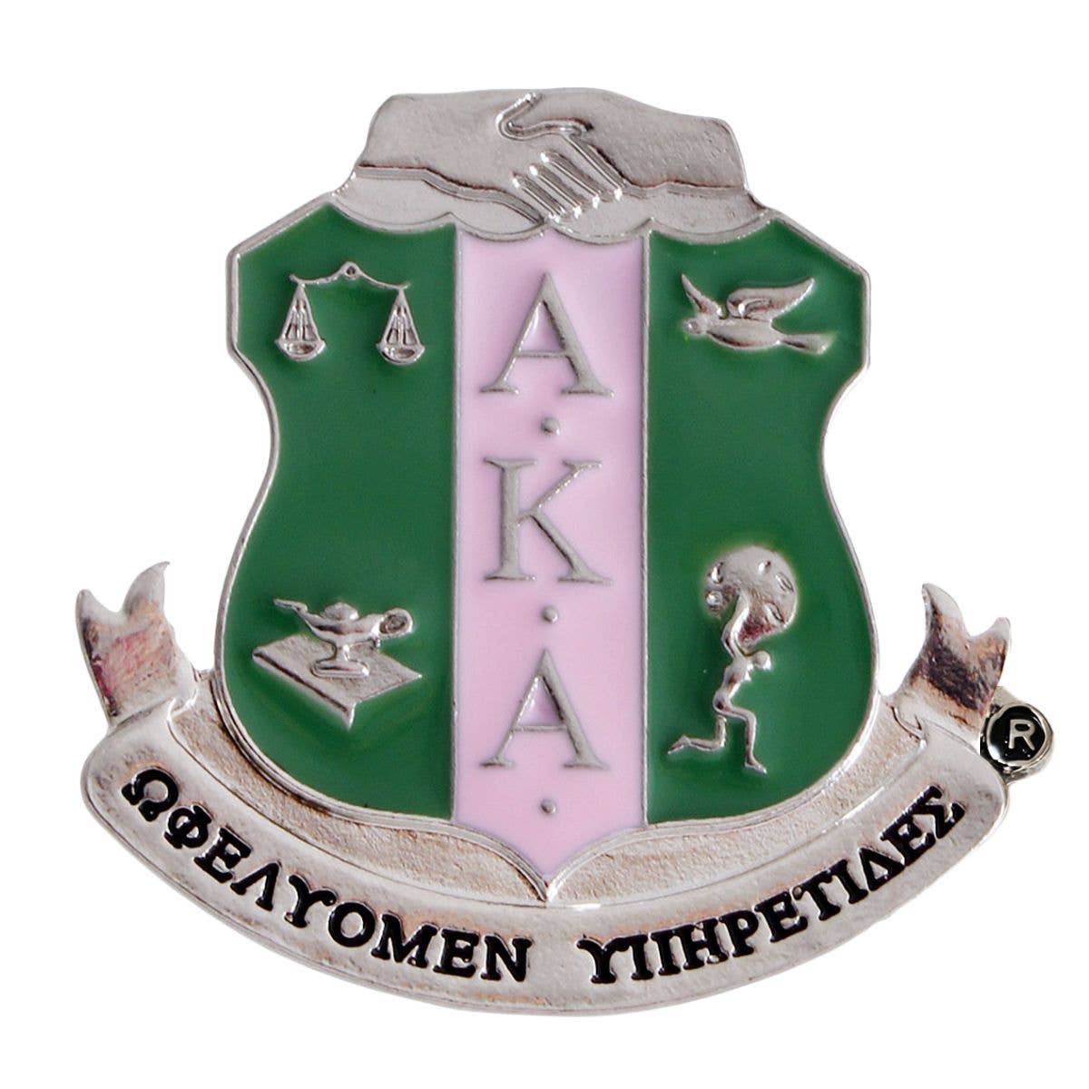 Pink Green Sorority Shield Brooch