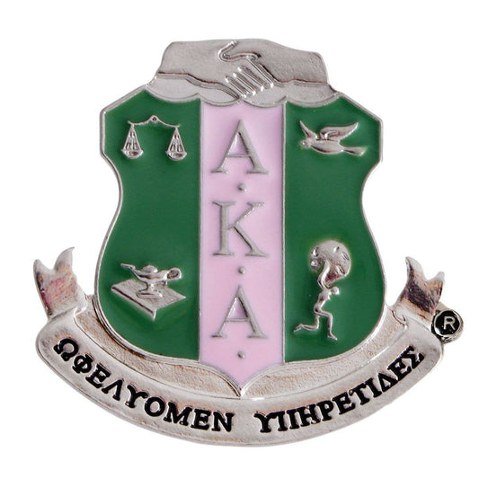 Pink Green Sorority Shield Brooch