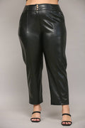 FAUX LEATHER BANDING PANTS WITH 3 METAL BUTTONS FP61021P