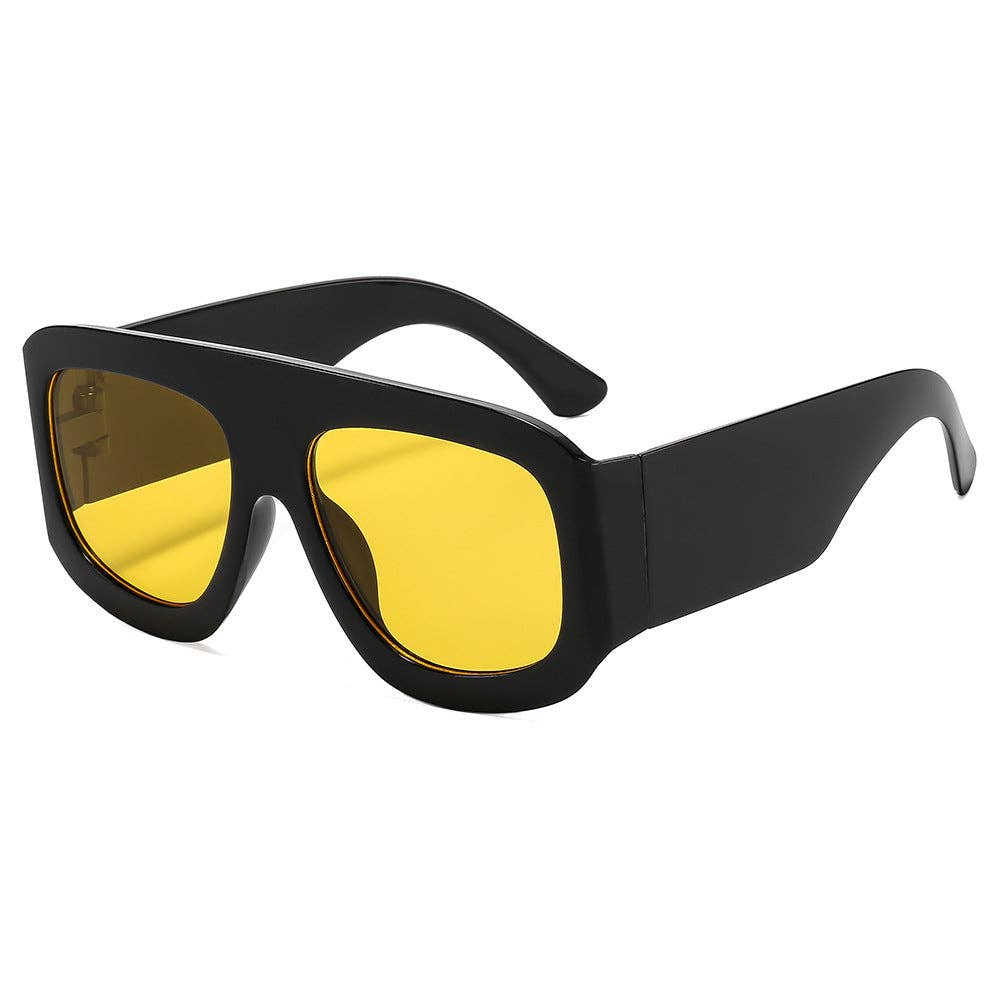 Trendy Oversized Pilot Sunglasses with Red Lenses