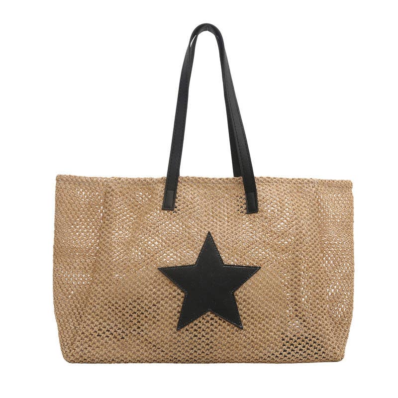 Casual Color Block Woven Tote Bag for Women