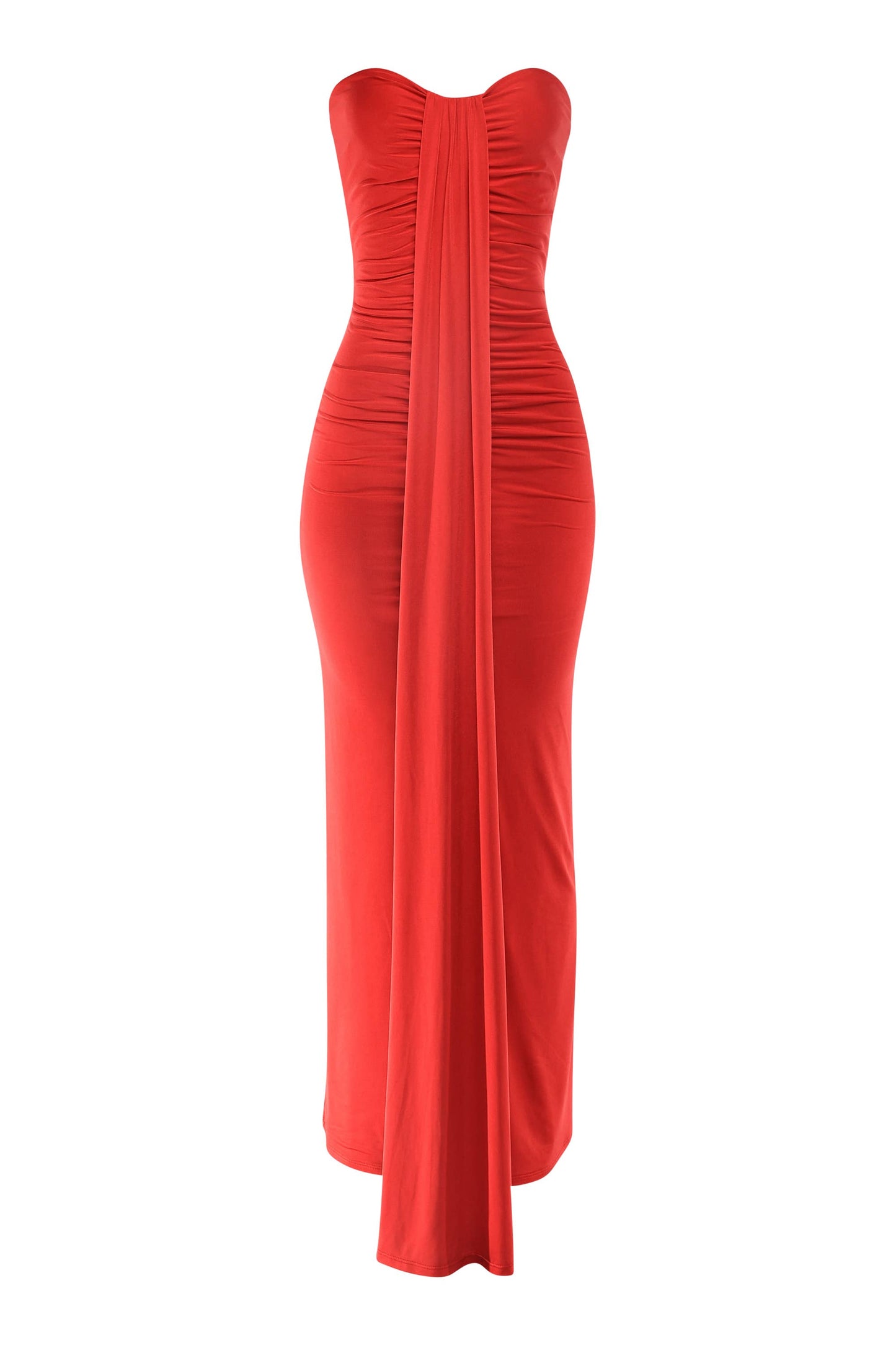 Olive Drape down detailed tube maxi dress